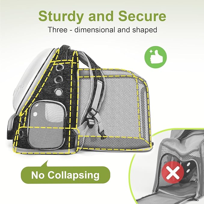 Expandable Cat Backpack,Cat Bubble Backpack Carrier for Carrying Cats, Pets and Small Dogs,Airline-Approved,Designed for Travel, Hiking, Walking,Car （Black-Mewly Pet