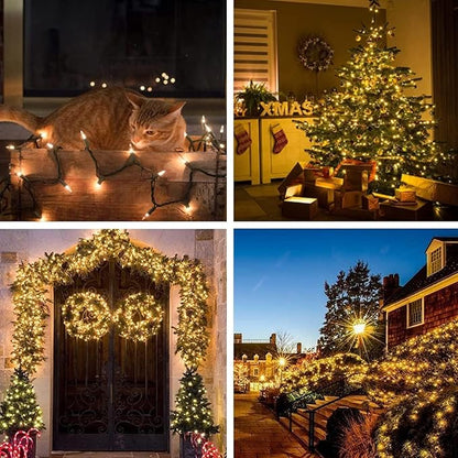 LIDORE Super Bright Clear Mini Christmas Tree String Lights, Gift for Decoration, 21.45FT 100 Count Bulbs with Green Cord, UL Listed Indoor Outdoor Lighting for Holiday (Green Cable, 2-Pack)