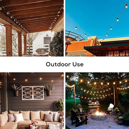 Banord 51FT Outdoor String Lights, Waterproof Patio Lights with 18 Shatterproof LED Bulb Hanging Light String, Black String Light Outdoor for Backyard, Garden, Porch, Cafe, Deck, Wedding, Party