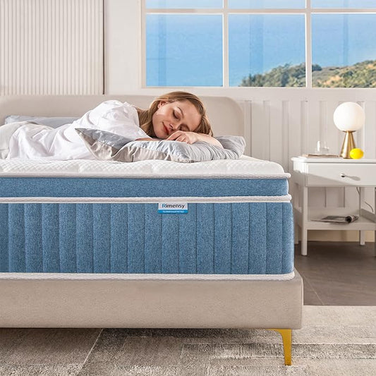 Rimensy Queen Mattress, 14 Inch Hybrid Mattress in a Box, Gel Memory Foam Mattress, Individually Wrapped Pocket Coils, Quality Comfort and Adaptive Support - Breathable, 60"*80"*14"