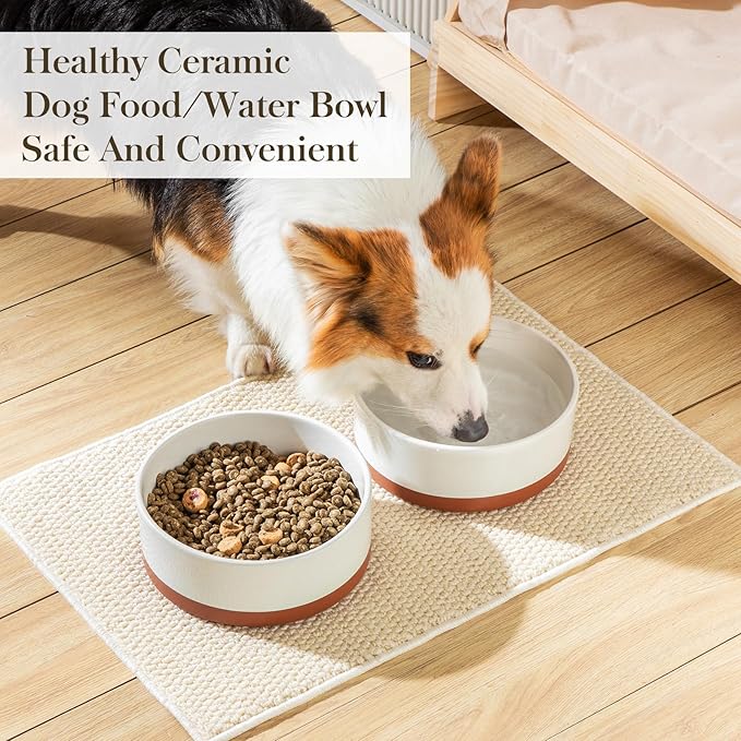 MALACASA Dog Bowls, Ceramic Dog Food and Water Bowls for Large Size Dogs, 6 Cups Capacity Pet Bowl for Large Dogs.1-Pack (L-6 Cups)-Mewly Pet