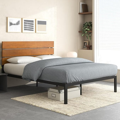 ZINUS Paul Metal and Bamboo Platform Bed Frame, Wood Slat Support, No Box Spring Needed, Easy Assembly, Twin