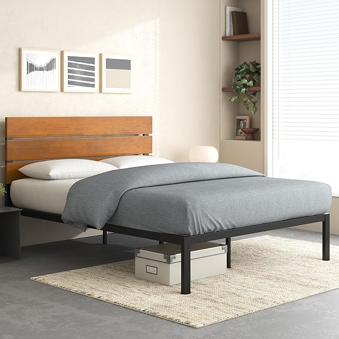 ZINUS Paul Platform Bed, Queen, Brown