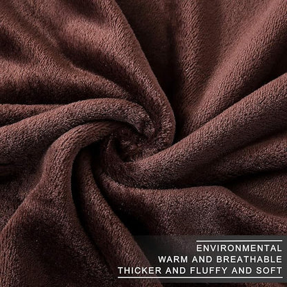 Richave Fleece Blanket King Size 350GSM Lightweight Throw for The Bed Warm Sofa Blanket 90" x 108"(Brown King)