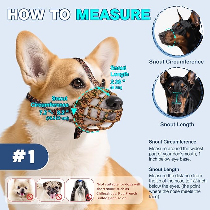 Basket Muzzle to Prevent Biting, Dog Muzzle for Large Medium Small Dogs Allows Panting Drinking Anti Chewing, Perfect for Grooming Trimming Training and Aggressive Reactive Dogs (Brown, Size 1)-Mewly Pet