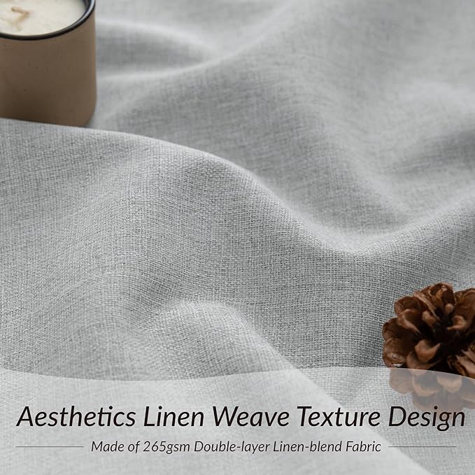 Light Grey 95 Inch Pinch Pleated Blackout Curtains for Sliding Glass Door, 60” Wide Pinch Pleat Linen Curtains for Living Room French Door, Privacy Assured Elegant Modern Home decor(60Wx95L,2 Panels)