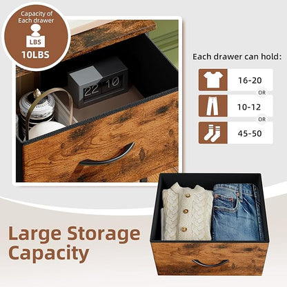 Somdot Tall Dresser for Bedroom with 6 Drawers, Storage Organizer Chest of Drawers with Removable Fabric Bins for Closet Bedside Living Room Laundry Entryway Hallway, Wood Grain Print
