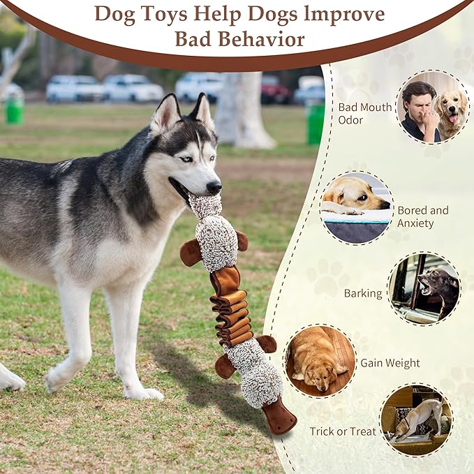 Squeaky Dog Toys, Interactive Tug of War Puppy Toys, Funny Plush Dog Chew Toys, Stuffed Dog Toys for Small,Medium and Large Dogs - Platypus-Mewly Pet