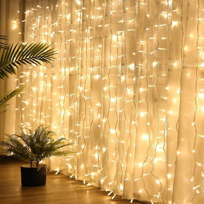 Curtain Lights, Upgrade LED Window Fairy Lights 8 Lighting Modes, Window Icicle Xmas String Lights for Wall Decor