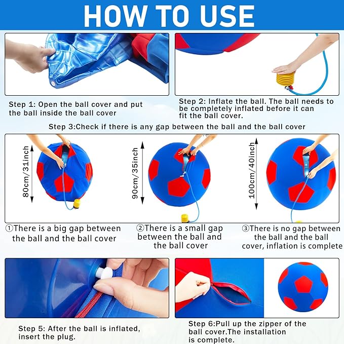 40inch Giant Herding Ball with Ball Cover Anti Burst Please Watch VCR for How to Inflation Horse Toys for Horses Stall Entertainment Play, Pump Included(Blue,Stylish)-Mewly Pet
