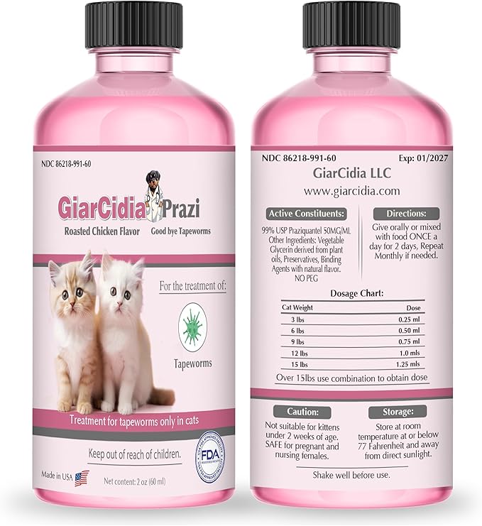 No More Tapeworms in Cats - Dewormer for Cats - 3ml Dropper-Mewly Pet