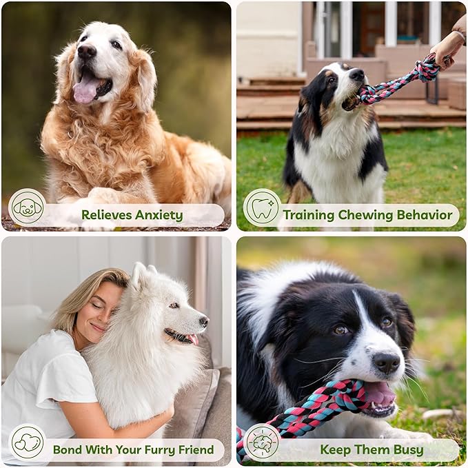 SHARLOVY Dog Rope Toy for for Medium Dogs, Durable Cotton Dog Chew Toys for Aggressive Chewers, Interactive Tug of War Dog Toys for Medium to Large Breed-Mewly Pet