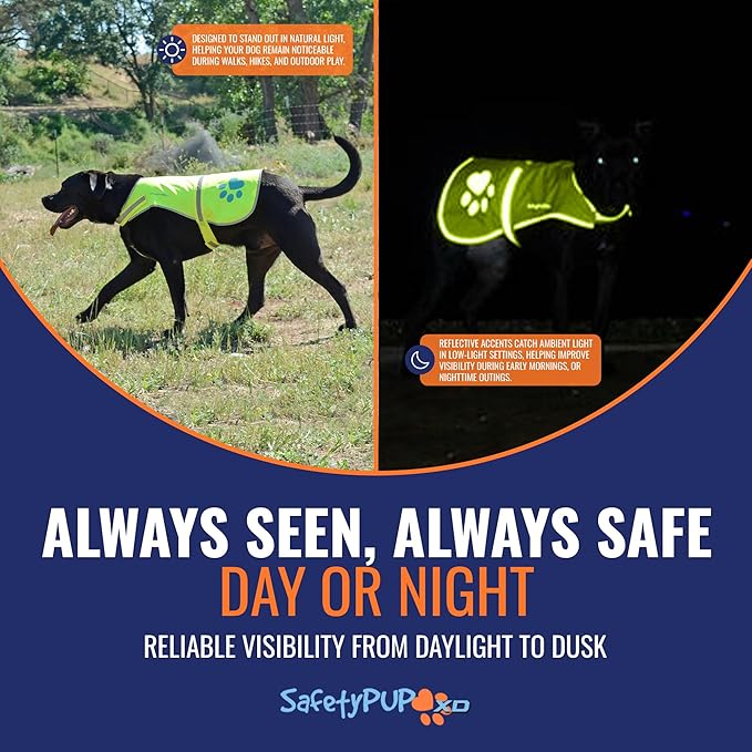 Dog Reflective Vest – Hi-Vis Fluorescent Visibility That Helps to Safeguard Your Pet On/Off Leash in Urban & Rural Areas (Yellow, Small)-Mewly Pet