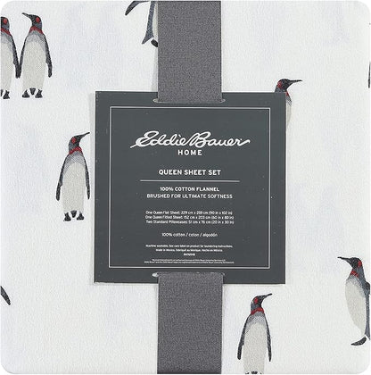 Eddie Bauer - King Sheets, Cotton Flannel Bedding Set, Brushed For Extra Softness, Cozy Home Decor (Rookeries, King)