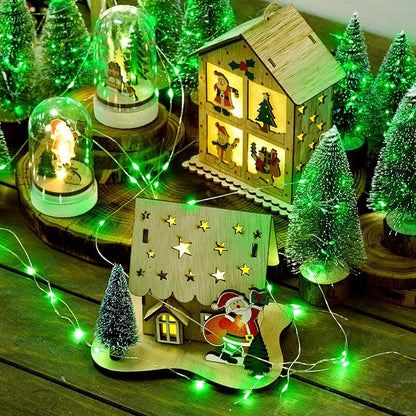 JMEXSUSS 8 Pack 50 LED Green Christmas Fairy Lights Battery Operated - Green Twinkle Lights for Christmas Tree Party Garden Patio Decorations