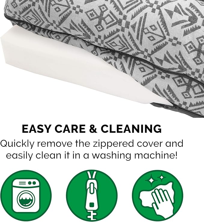 Furhaven Orthopedic Dog Bed for Large Dogs w/ Removable Bolsters & Washable Cover, For Dogs Up to 125 lbs - Plush & Southwest Kilim Woven Decor Sofa - Boulder Gray, Jumbo Plus/XXL-Mewly Pet