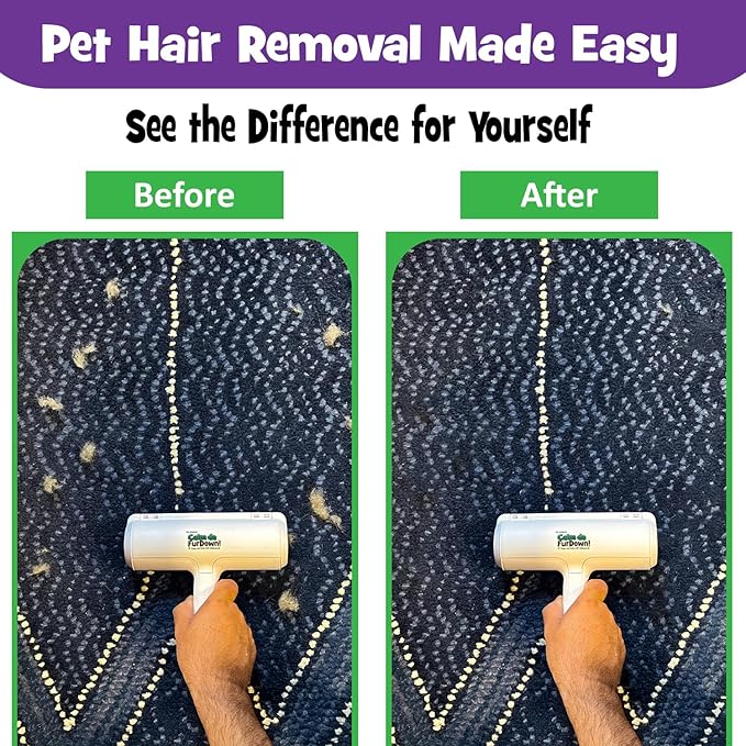 Calm Da Fur Down Pet Hair Remover Reusable Roller - Portable Effective Dog & Cat Hair Remover- Pet Lint Roller Extra Sticky for Couch, Cat Trees, Dog beds, Carpet, Bedding, Car, Home Fur Removal Tool-Mewly Pet