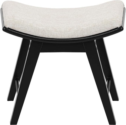 URFORESTIC Vanity Stool, Modern Makeup Dressing Stool with Concave Seat Surface,Capacity 300lb, Easy Assembly (Black)