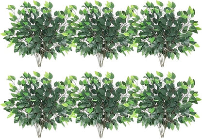 GTIDEA 36PCS Artificial Ficus Leaves Branches Faux Ficus Tree Branches Artificial Greenery Stems Silk Floral Arrangement for Benjamina Tree DIY Wedding Bouquet Summer Wreath Wall Decor (24.04 Inch)