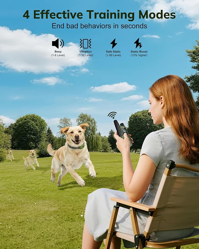 Jugbow Dog Shock Collar - 4500FT Dog Training Collar with Remote, IPX8 Waterproof Electric Dog Collar with 4 Training Modes, Security Lock, Rechargeable eCollar for 10-120lbs Small Medium Large Dogs