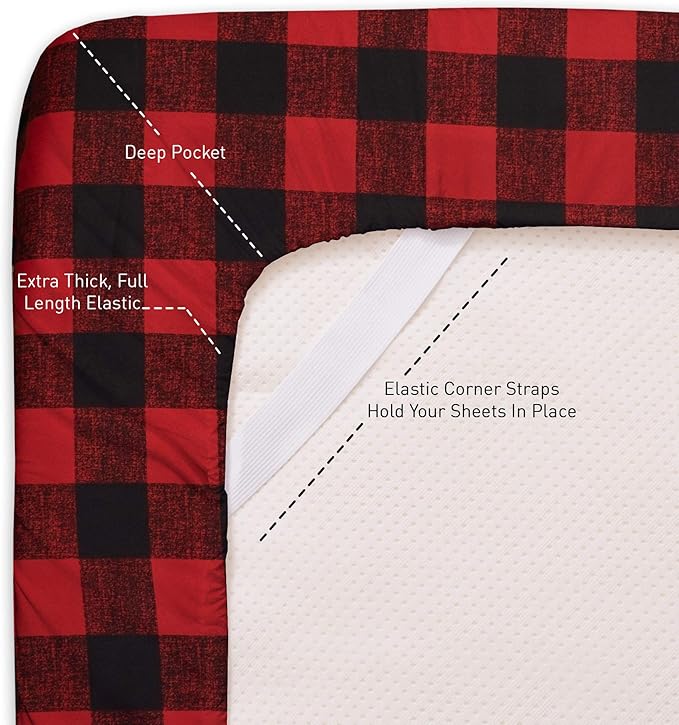 King Size Sheets - Breathable Luxury Bed Sheets with Full Elastic & Secure Corner Straps Built In - 1800 Supreme Collection Extra Soft Deep Pocket Bedding Set, Sheet Set, King, Buffalo Check Burgundy
