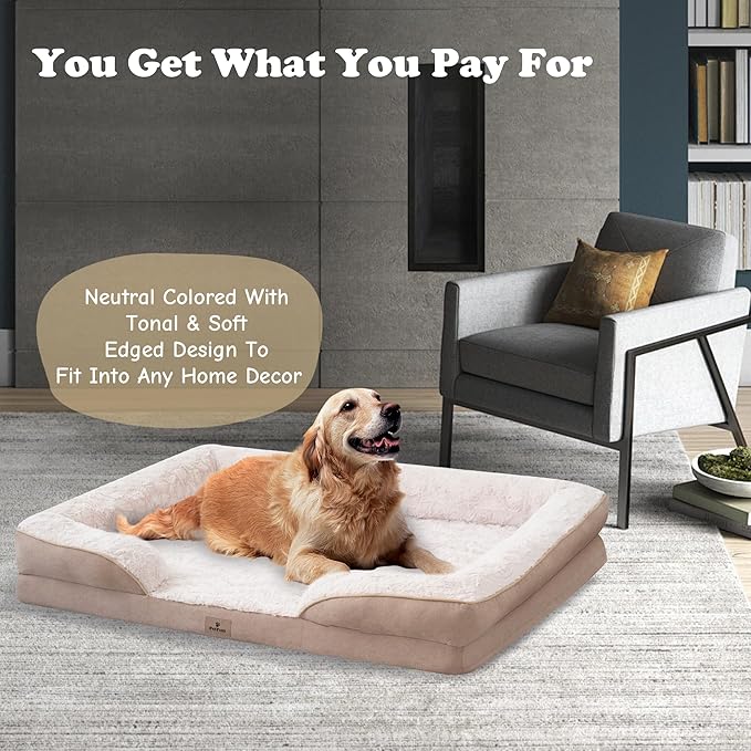 Orthopedic Dog Bed for Large Dogs - Big Washable Dog Sofa Beds Large, Supportive Foam Pet Couch Bed with Removable Washable Cover, Waterproof Lining and Nonskid Bottom-Mewly Pet