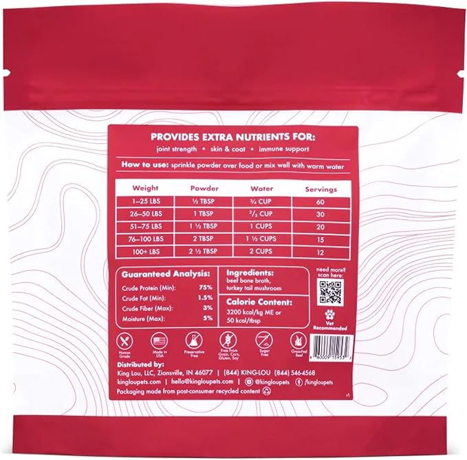 King Lou Pets + BK Pets - Bone Broth Booster Holistic Defense - Beef Bone Broth Topper - Beef Bone Broth and Turkey Tail Mushroom - Bone Broth for Holistic Immune Defense - Dogs and Cats Bone Broth-Mewly Pet