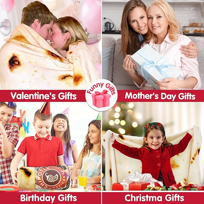 Jorbest Burrito Tortilla Throw Blanket Birthday Gifts for Women Men Teen Boys Girls, Novelty Tortilla Food Blanket Funny Gifts for Adult Kids, 285 GSM Soft Flannel Taco Blanket (Beige, 71 inches)