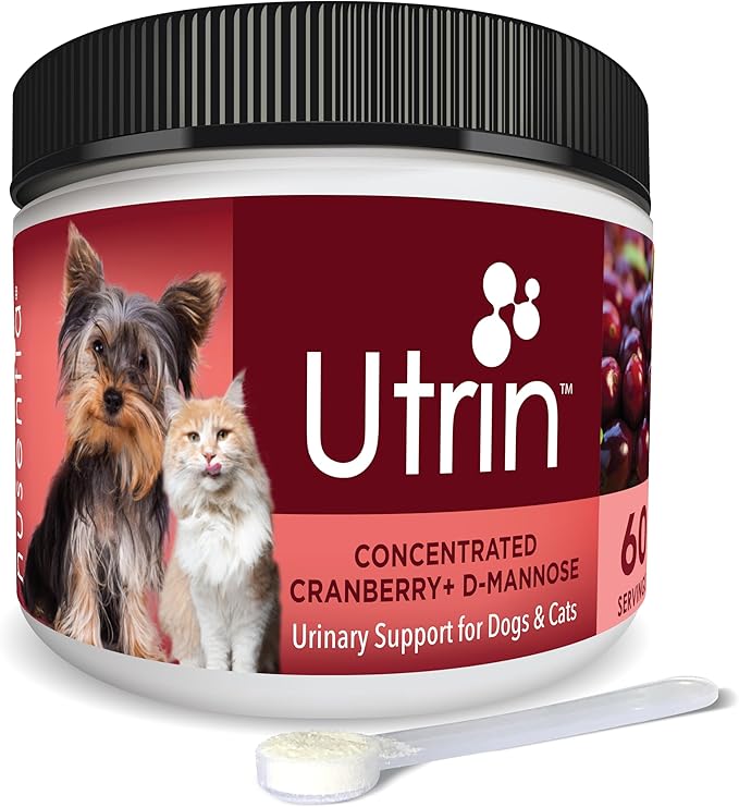 UTRIN - Urinary Support for Cats & Dogs - Dual-Action Cranberry & D-Mannose - for Natural Bladder Health, Incontinence, and Recurring UTI, 60 Servings-Mewly Pet