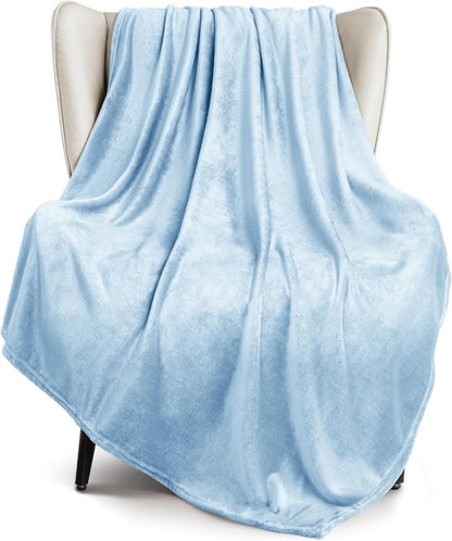 Exclusivo Mezcla Extra Large Fleece Throw Blanket for Couch, Sofa, 300GSM Super Soft and Warm Blankets, Ice Blue Throw All Season Use, Cozy, Plush, Lightweight, 50x70 Inches