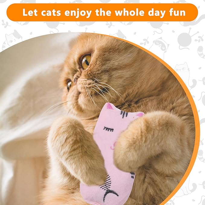 Catnip Toys for Indoor Cats, 5 Pack Cat Toys for Cats, Fluffy Catnip Toys for Chewing Playing, Interactive Kitten Toys, Catnip Filled Kitty Chew Teething Toys, Cat Chew Toys (Smile,5 Pack)-Mewly Pet