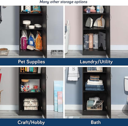Sauder Miscellaneous Tall Storage Cabinet, Kitchen Pantry, Single Door with Adjustable Shelves, Raven Oak Finish