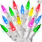 PREXTEX Bright & Colorful Christmas Lights (60 Feet, 300 Lights) - Fall Decor & Christmas Tree Lights with White Wire - Indoor/Outdoor String Lights – Multi-Color Twinkle Lights