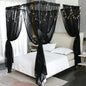 Akiky Canopy for Girls Room Bed Curtains Elegant Sheer Curtain for Twin Full Queen King Size Bed Drapes,8 Panels Canopies with Light,Room Décor(Full/Queen,Black)