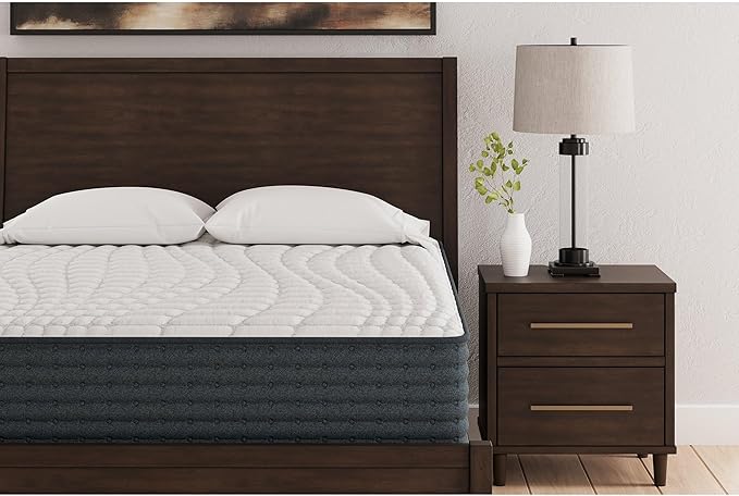 Signature Design by Ashley Hybrid 1200 12" Firm Moisture Wicking Mattress with Charcoal-Infused Gel Memory Foam and Edge Support for Pressure Relief and Temperature Regulating, Queen, Fiberglass Free