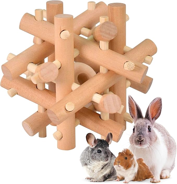 Wooden Chewing Toy for Small Animals, Natural Wood for Rabbit, Guinea Pig, Bunny, Chinchilla (Colorless)-Mewly Pet