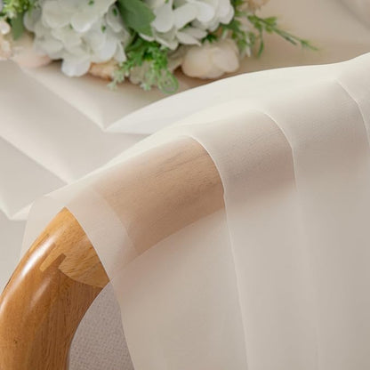 Chyhomenyc Cream Sheer Curtains 84 Inches Long 2 Panels Set- Light Filtering Curtains for Bedroom, Soft Airy Voile Rod Pocket Living Room Window Drapes, 42Wx84L Inches, 2 PCS