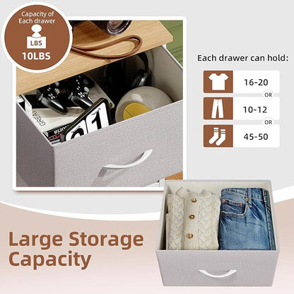 Somdot Nightstand Set of 2, Small Dresser for Bedroom with 2 Drawers, Bedside Table Night Stand End Table with Fabric Bins for Bedroom Kids Closet Dorm Guest Room, Ash Grey