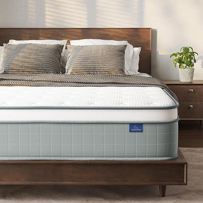Vesgantti Full Size Mattress, 12 Inch Innerspring Hybrid Full Mattress in a Box, Pressure Relief Pocket Spring Double Bed Mattress with Memory Foam & Knitted Fabric, Medium Firm, CertiPUR-US