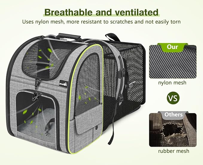 Pecute Cat Carrier Backpacks, Expandable Cat Backpack with Shade Cover, Breathable Mesh, Pet Carrier Backpack for Cats Small Dogs Puppies, Dog Carrier Backpack Great for Travel Hiking Camping Outdoor-Mewly Pet
