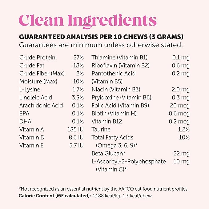 Cat Multivitamin Crunchy & Creamy Chews - Cat Treats for Health + Immune, Joint Support, Skin & Coat, & Digestion - Vitamins with Omega 3s, Lysine & Probiotics (30 Day Supply)-Mewly Pet
