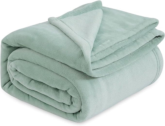 Bedsure GentleSoft Fleece Bed Blankets Full Size Sage Green - Soft Lightweight Plush Fuzzy Cozy Luxury Blanket Microfiber, 84x90 inches