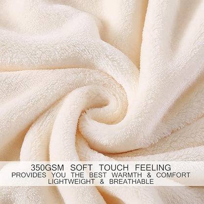 HOZY Soft Blanket King Size Fleece Warm Fuzzy Throw Blankets for The Bed Sofa Lightweight 350GSM Ivory 90"*108"