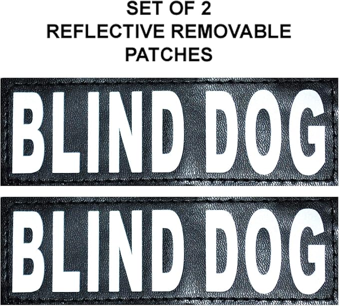 Doggie Stylz Blind Dog Vest Harness with Removable Patches and Reflective Trim. Comes with 2 Blind Dog Reflective Hook and Loop Patches. Measure Dogs Girth Before Purchase (Girth 24”-31" Red)-Mewly Pet