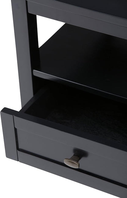 SIMPLIHOME Warm Shaker SOLID WOOD 20 inch Wide Rectangle Transitional End Side Table in Black for the Living Room and Bedroom