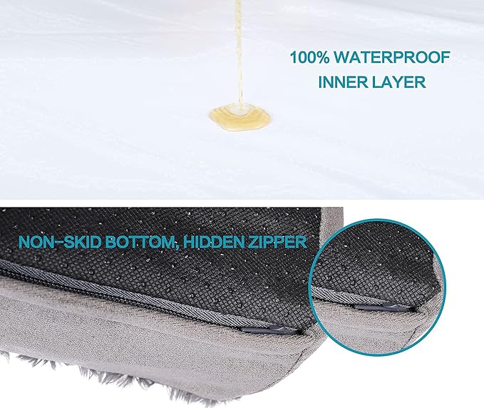 Orthopedic Memory Foam Dog Bed, Cooling Dog Beds for Extra Large Dogs -Waterproof Pet Bed for Crate with Removable Washable Cover, Ideal for Arthritic Dogs, XL(41inch,90Lbs)-Mewly Pet