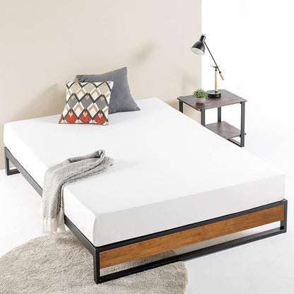 ZINUS GOOD DESIGN Award Winner Suzanne 10 Inch Bamboo and Metal Platforma Bed Frame, No Box Spring Needed, Wood Slat Support, Chestnut Brown, Queen