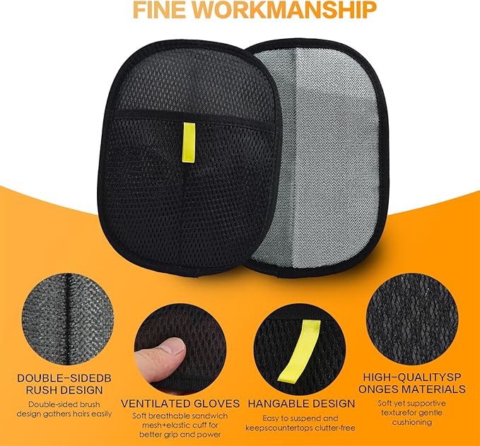 5pc Pet Hair Removal Gloves, Reusable Cats & Dogs Pet Hair Removal Tool,Efficient Pet Hair Removal Electrostatic Gloves is Suitable for Clothes, Sofas, Beds and Carpets-Mewly Pet