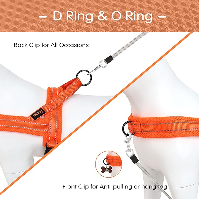 Didog No Pull Dog Harness with Soft Mesh Padded,Reflective & Quick Fit Light Weight Dog Strap Vest Harness,Easy for Walking Training (M:Chest 21-26", Orange)-Mewly Pet