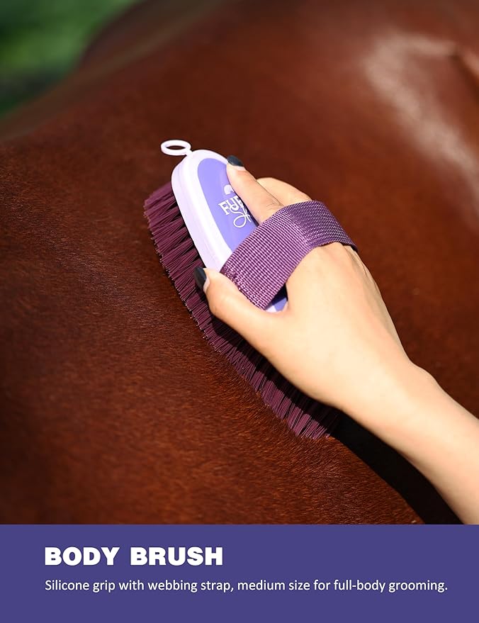 9PCS Horse Grooming Kit Curry Comb Sweat Scraper Horse Bathing Supplies Grooming Tools with Storage Bag Sugar Taro-Mewly Pet